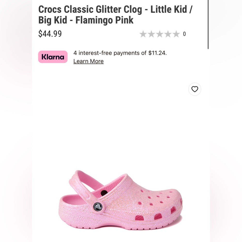Pink flamingo glittery crocs size 6c